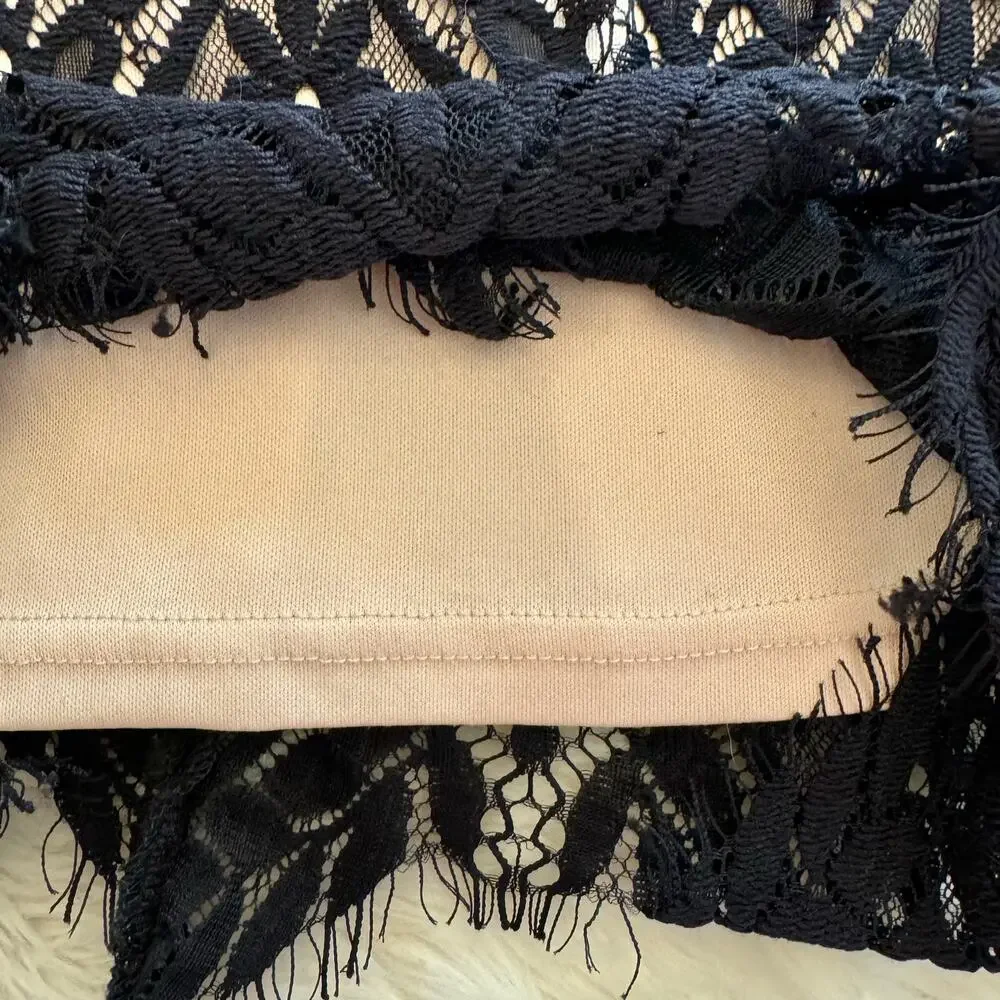 Entry Black 3/4 Sleeve Lace Mini Dress Small
